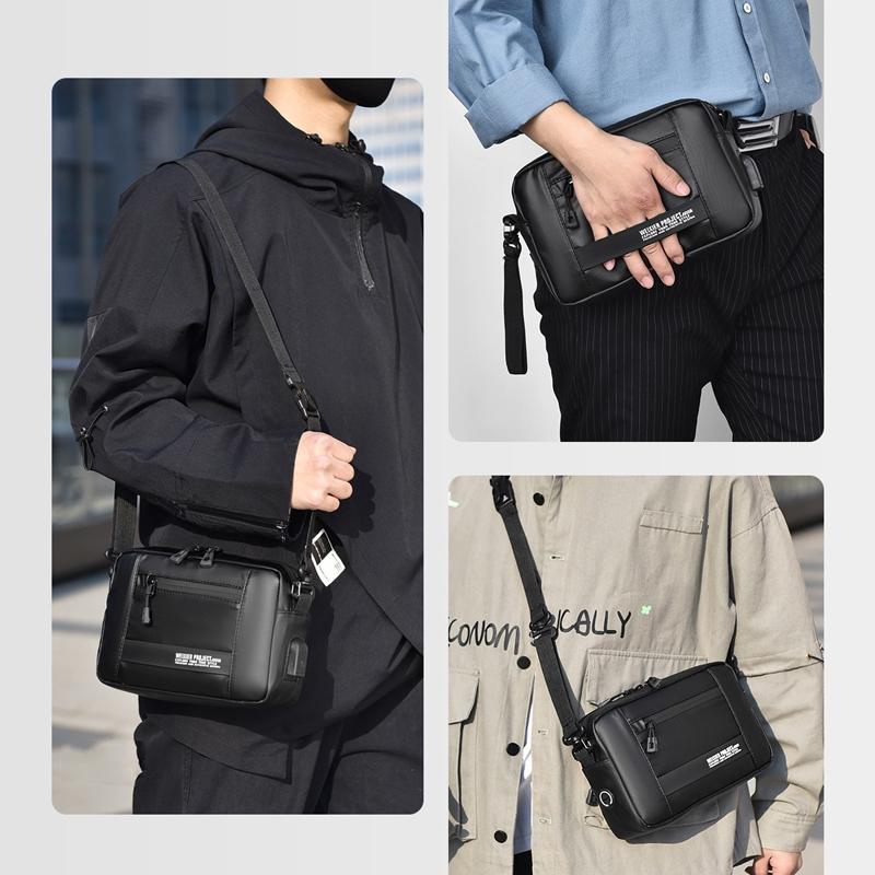 Usb Shoulder Bag For Men Portable & Stylish Outdoor Messenger Black