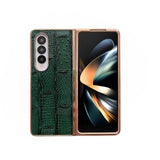 For Samsung Galaxy Z Fold4 5G Leather Mahjong Phone Case - Electroplated - Blue - Front View