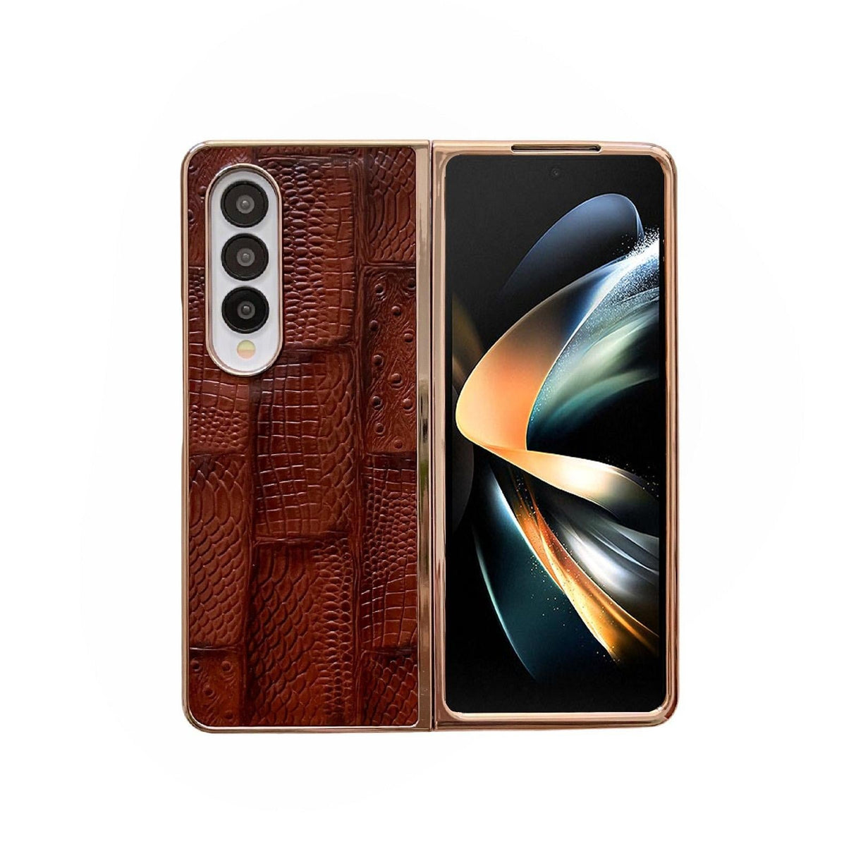 For Samsung Galaxy Z Fold4 5G Leather Mahjong Phone Case - Electroplated - Blue