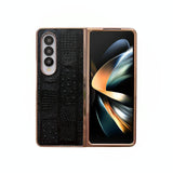 For Samsung Galaxy Z Fold4 5G Leather Mahjong Phone Case - Electroplated - Blue - Extra Image