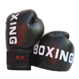 Junior Boxing Training Gloves For Sanda Fighting - Letter Pattern - Red - Front View