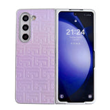 For Samsung Galaxy Z Fold4 5G Geometric Gradient Leather Phone Case - Pearlescent Finish - Purple - Low Angle