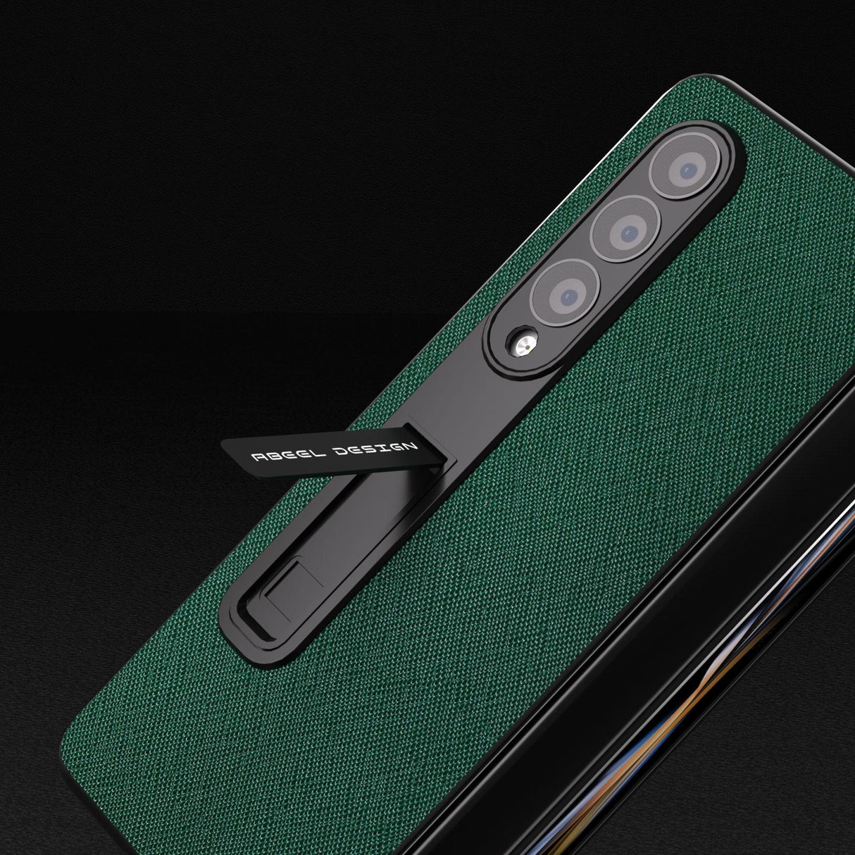 For Samsung Galaxy Z Fold4 5G Cross Texture Leather Phone Case With Holder - Black
