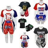 Kids Boxing Set - Sparring Shorts And Tights - Bright Green - Side View