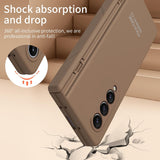 For Samsung Galaxy Z Fold4 5G Foldable Phone Case With Pen And Stylus - Coffee - Close-Up Angle