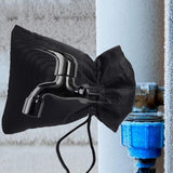 Outdoor Faucet Frost Cover - Oxford Cloth Rope Model Black - Front View