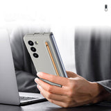 For Samsung Galaxy Z Fold4 5G Enhanced Shockproof Phone Case - Pen Design - Light Gray - Low Angle