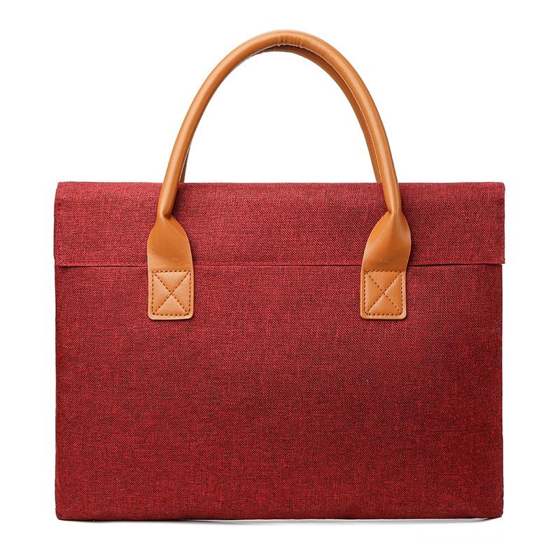 Lightweight Oxford Cloth Laptop Bag with Pu Handle - Portable - Red - 14 Inch