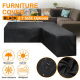 Waterproof Outdoor Corner Sofa Cover - 200x270x82cm - Black - Rear View