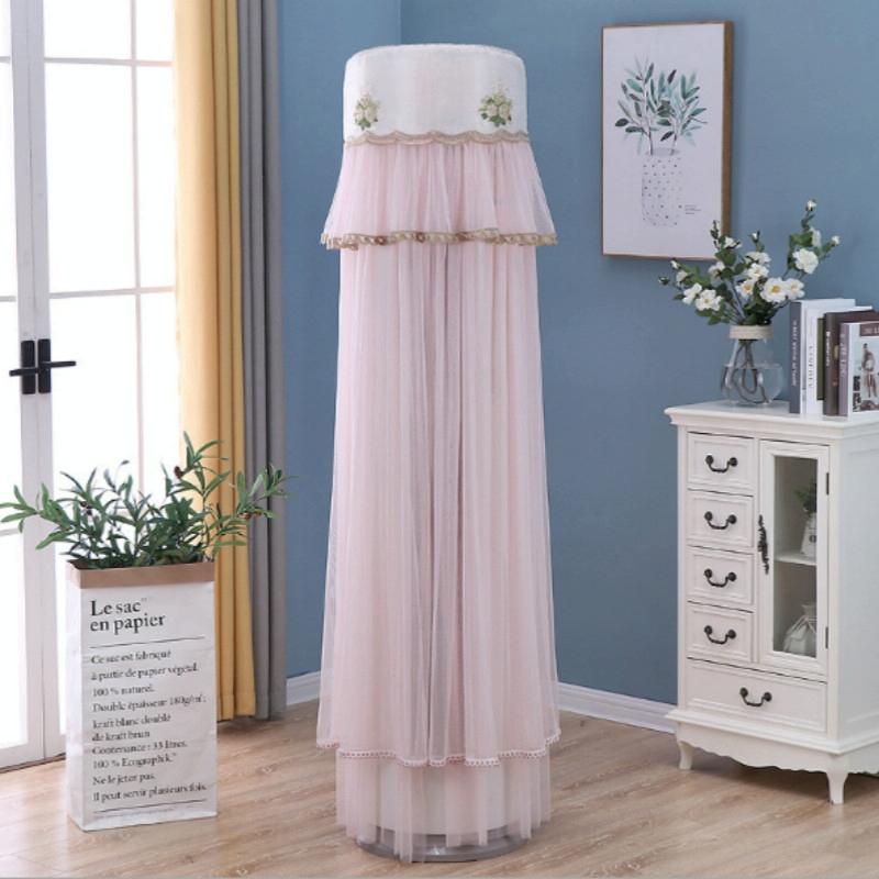 175cm Vertical Lace Air Conditioner Dust Cover - Round Column - White