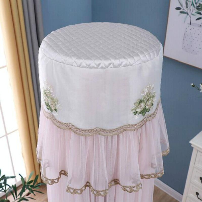 175cm Vertical Lace Air Conditioner Dust Cover - Round Column - White