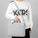 Thickened Airbag Laptop Messenger Bag - Fits 15.6-16.1 Inches - Light Gray - Close-Up Angle
