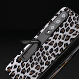 For Samsung Galaxy Z Fold4 5G Leopard Print Phone Case With Holder - Gold