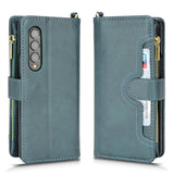For Samsung Galaxy z Fold4 5G Zipper Leather Phone Case with Litchi Texture - Black - Side View
