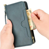 For Samsung Galaxy z Fold4 5G Zipper Leather Phone Case with Litchi Texture - Black - Close-Up Angle