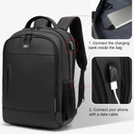 Waterproof Double Shoulder Backpack With Usb Black - 19 Inch