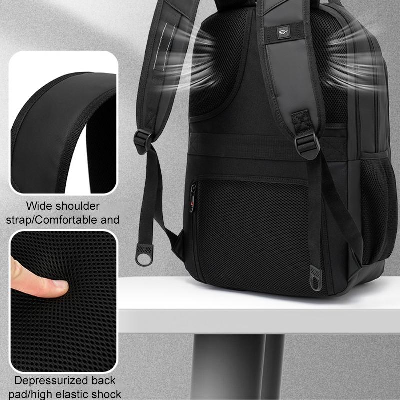 Waterproof Double Shoulder Backpack With Usb Black - 19 Inch