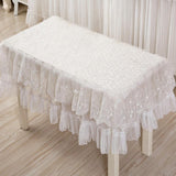 White Lace Piano Dust Cover - Embroidered Full Size Double Seats 153x33x120 - 45-Degree Angle
