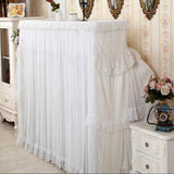 White Lace Piano Dust Cover - Embroidered Full Size Double Seats 153x33x120 - Close-Up Angle