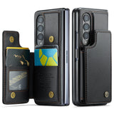 For Samsung Galaxy Z Fold4 5G Leather Rfid Phone Case - Black - Side View