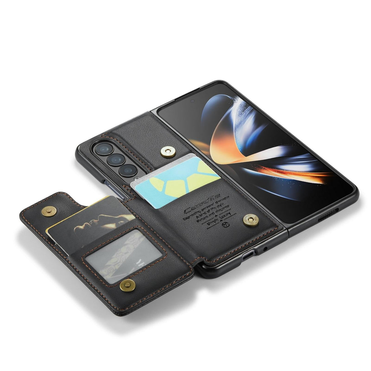 For Samsung Galaxy Z Fold4 5G Leather Rfid Phone Case - Black