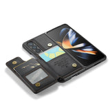 For Samsung Galaxy Z Fold4 5G Leather Rfid Phone Case - Black - Close-Up Angle