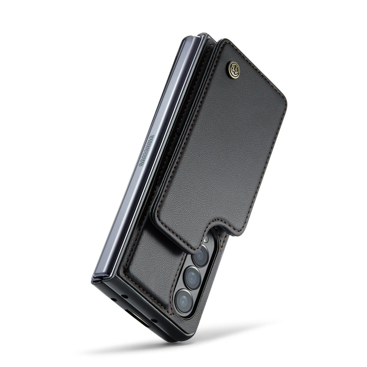 For Samsung Galaxy Z Fold4 5G Leather Rfid Phone Case - Black