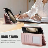 For Samsung Galaxy z Fold4 5G Multifunctional Rhombic Leather Crossbody Phone Case - White - Low Angle