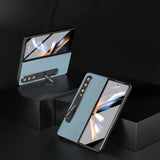 For Samsung Galaxy Z Fold4 5G Leather Phone Case With Holder - Royal Blue - Top-Down View