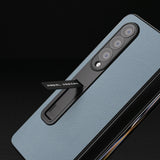 For Samsung Galaxy Z Fold4 5G Leather Phone Case With Holder - Royal Blue - 45-Degree Angle