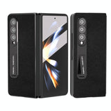 For Samsung Galaxy Z Fold4 5G Leather Phone Case With Holder - Royal Blue - Close-Up Angle