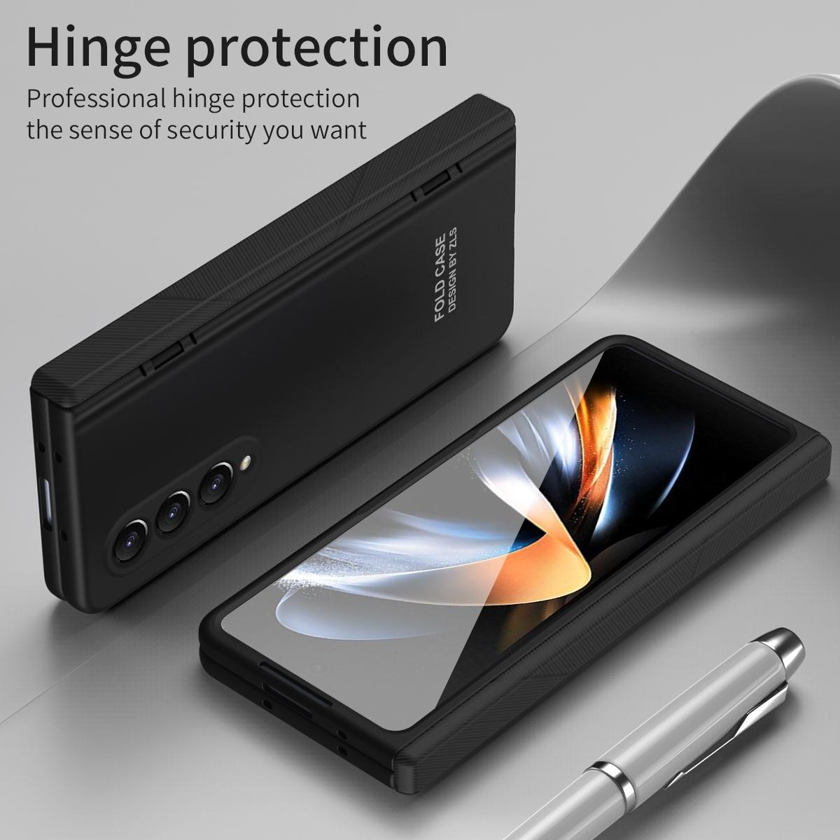 For Samsung Galaxy Z Fold4 5G Premium Hinged Folding Case - Coffee