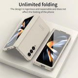 For Samsung Galaxy Z Fold4 5G Premium Hinged Folding Case - Coffee