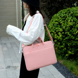 Versatile Laptop Shoulder Bag - Single Strap - Pink - Rear View