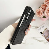 For Samsung Galaxy Z Fold4 5G Floral Print Protective Phone Case - Orange