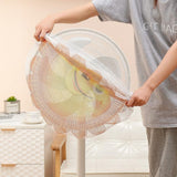 18-inch Cartoon Children's Electric Fan with All-inclusive Mesh Protection Net and Anti-pinch Hand Cover - Little Gray Wolf - Top-Down View