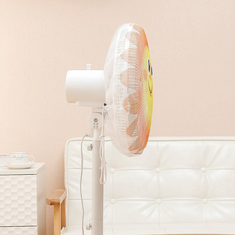 18-inch Cartoon Children's Electric Fan with All-inclusive Mesh Protection Net and Anti-pinch Hand Cover - Little Gray Wolf