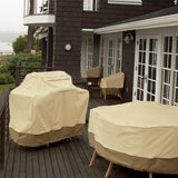 Waterproof Bbq Cover with Sundry Bag - Oxford Cloth 150x61x122cm Beige - Rear View