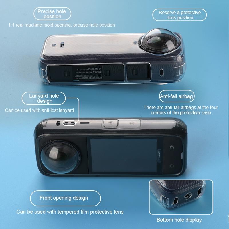 Clear Soft Tpu Protective Case for Insta360 X4 - 1.5mm Thickness - Transperant - With Hand Strap
