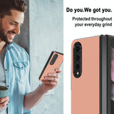 For Samsung Galaxy Z Fold4 5G Leather Shockproof Case - Pink - 45-Degree Angle