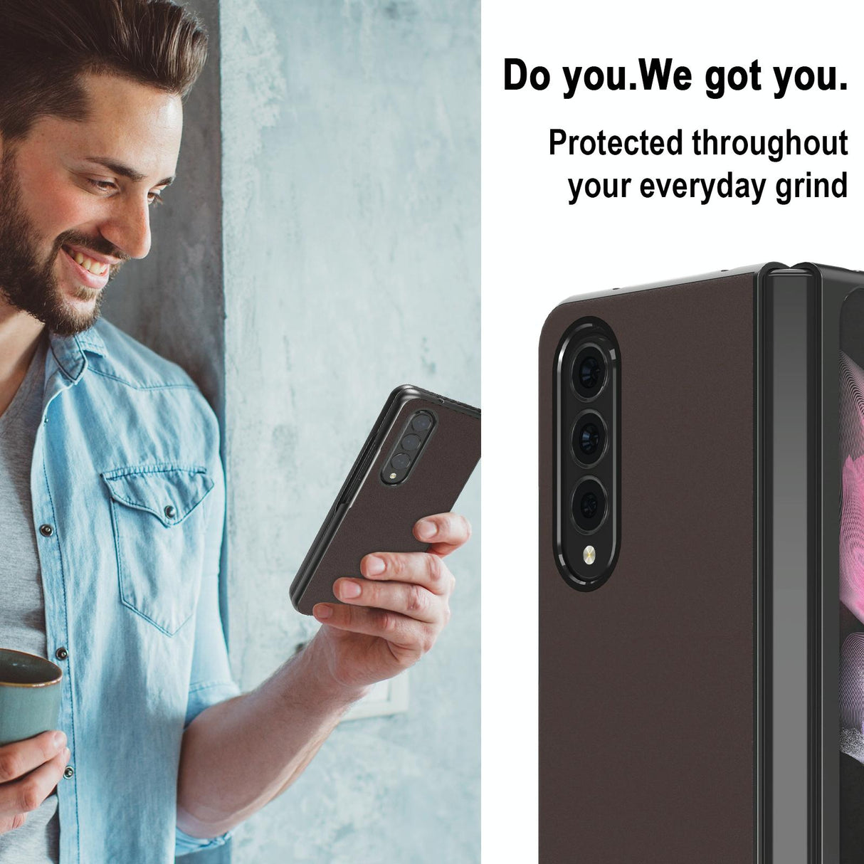 For Samsung Galaxy Z Fold4 5G Leather Shockproof Case - Pink