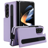 For Samsung Galaxy Z Fold4 5G Double Buckle Phone Case With Pen Slots - Black - Front View