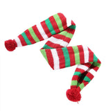 Dog Scarf Christmas Pet Accessories Winter Warmth Pet Scarf - Size M Red And Green Stripes - Top-Down View