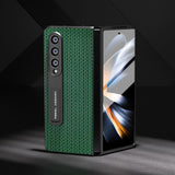 For Samsung Galaxy Z Fold4 5G Premium Leather Phone Case With Holder - Luxury Design - Night Green - Side View