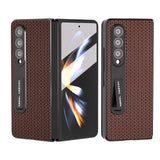 For Samsung Galaxy Z Fold4 5G Premium Leather Phone Case With Holder - Luxury Design - Night Green - Close-Up Angle