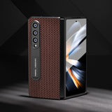 For Samsung Galaxy Z Fold4 5G Premium Leather Phone Case With Holder - Luxury Design - Night Green - Low Angle