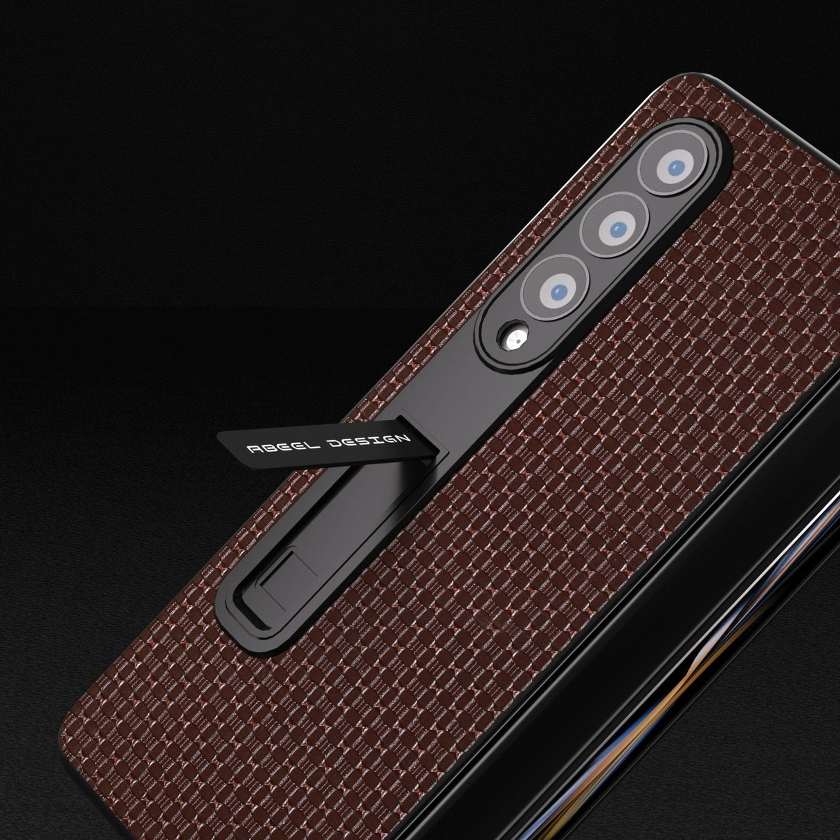 For Samsung Galaxy Z Fold4 5G Premium Leather Phone Case With Holder - Luxury Design - Night Green