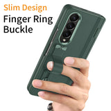 For Samsung Galaxy Z Fold4 5G Leather Wristband Phone Case - White - Rear View