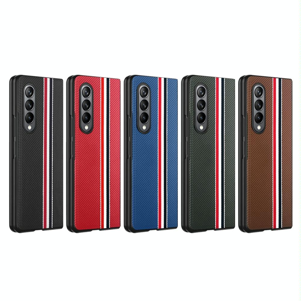 For Samsung Galaxy Z Fold4 5G Shockproof Twill Phone Case - Pc Tpu - Black