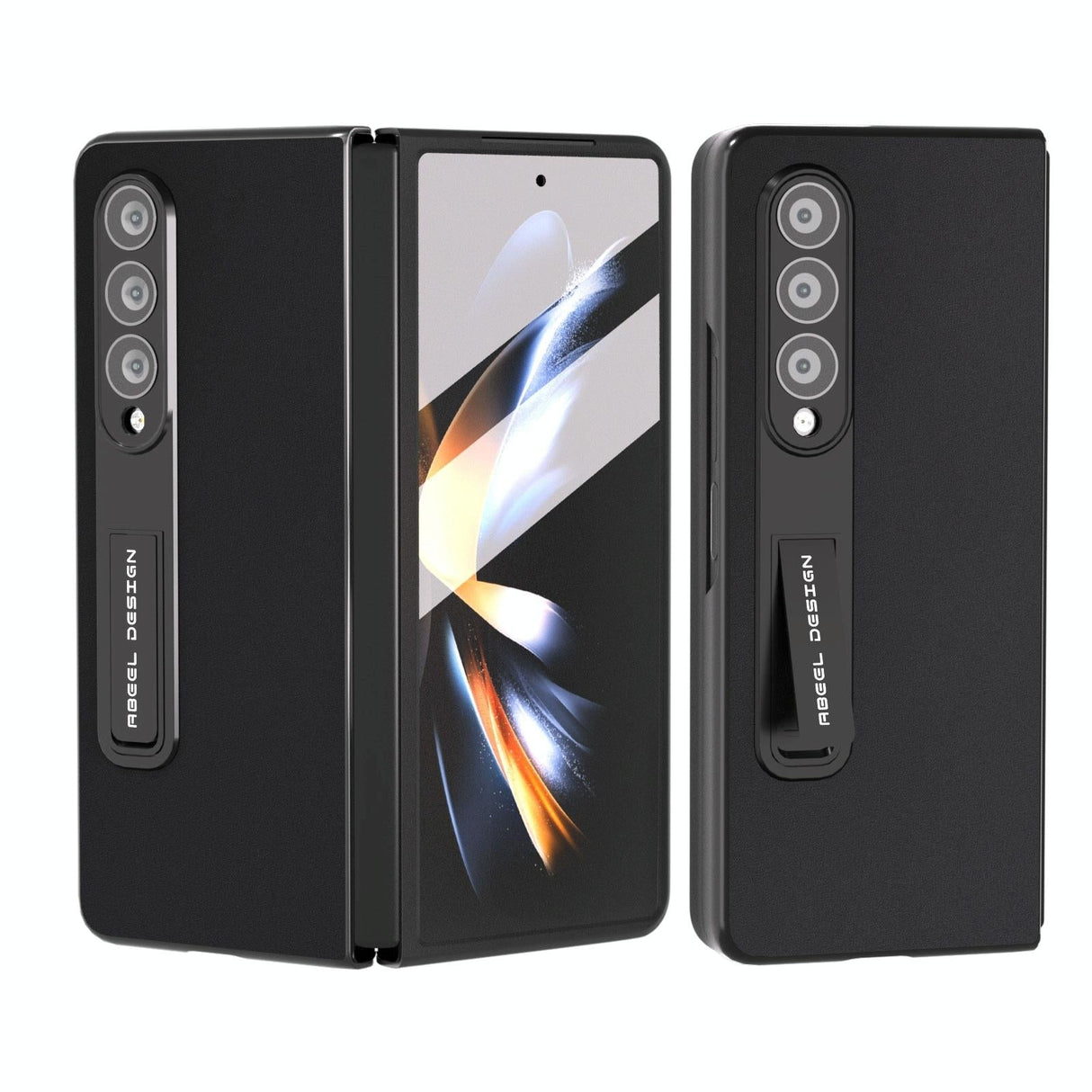 For Samsung Galaxy Z Fold4 5G Phone Case With Holder - Silky Soft Edge - Black